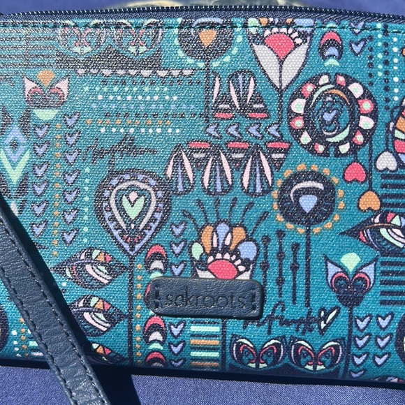 NWOT Sakroots olympic smartphone crossbody purse 3 in 1 wallet bag teal - Picture 2 of 5